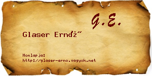 Glaser Ernő névjegykártya